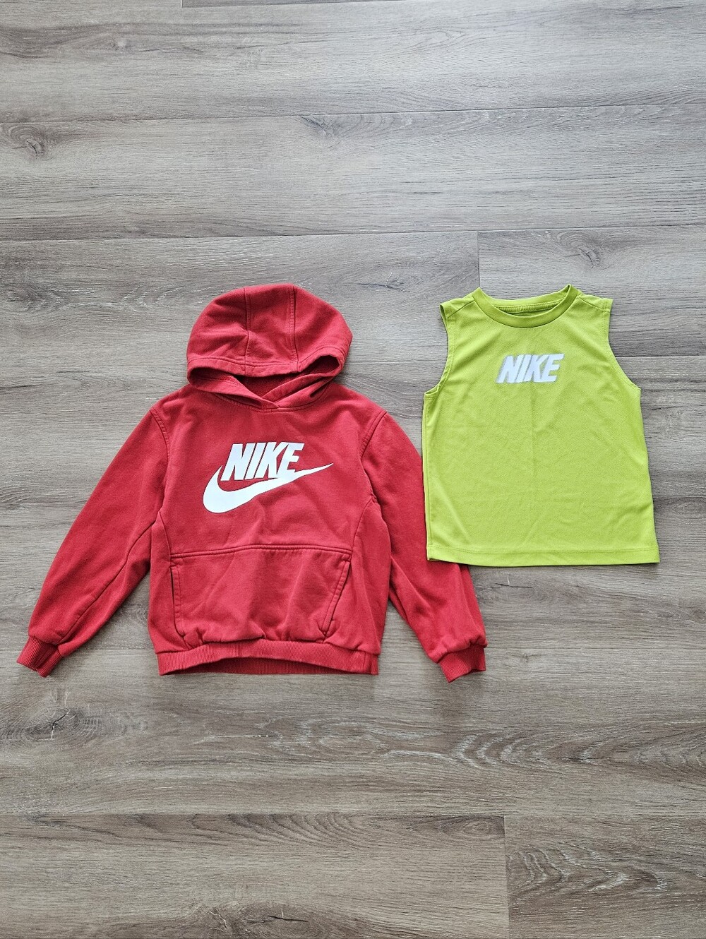 Nike Kids' Red Hoodie & Lime Tank Top Set
